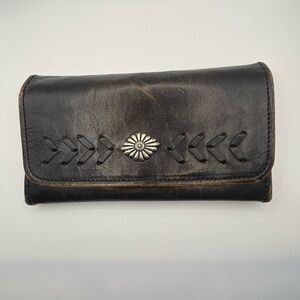 American West Western Black Leather Women's Wallet